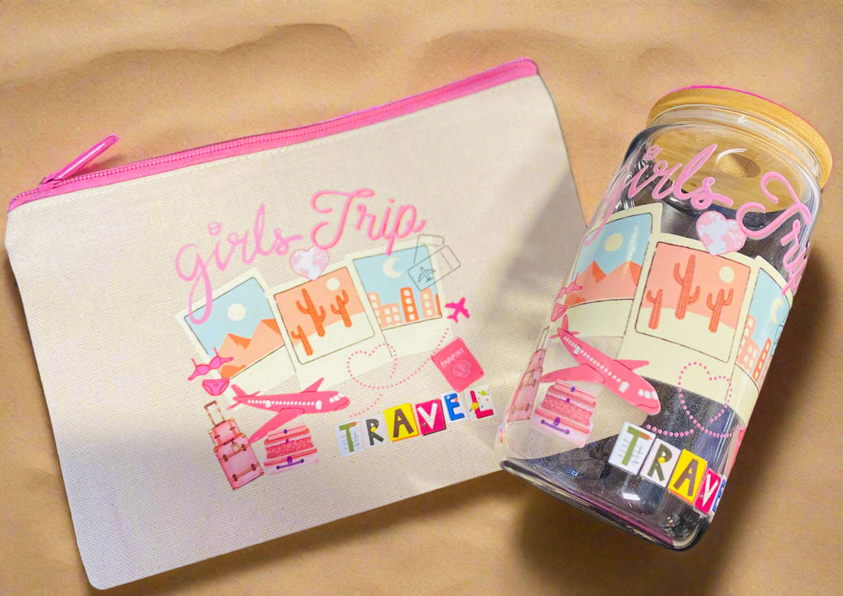 Girls Trip matching Glass Can Cup and Pouch/ My Impressions by Mia