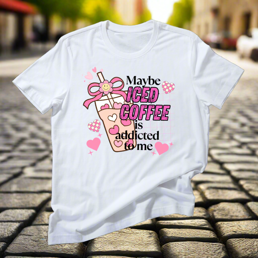 Maybe Iced Coffee is Addicted to me(T-shirt)/ White/ My Impressions by Mia