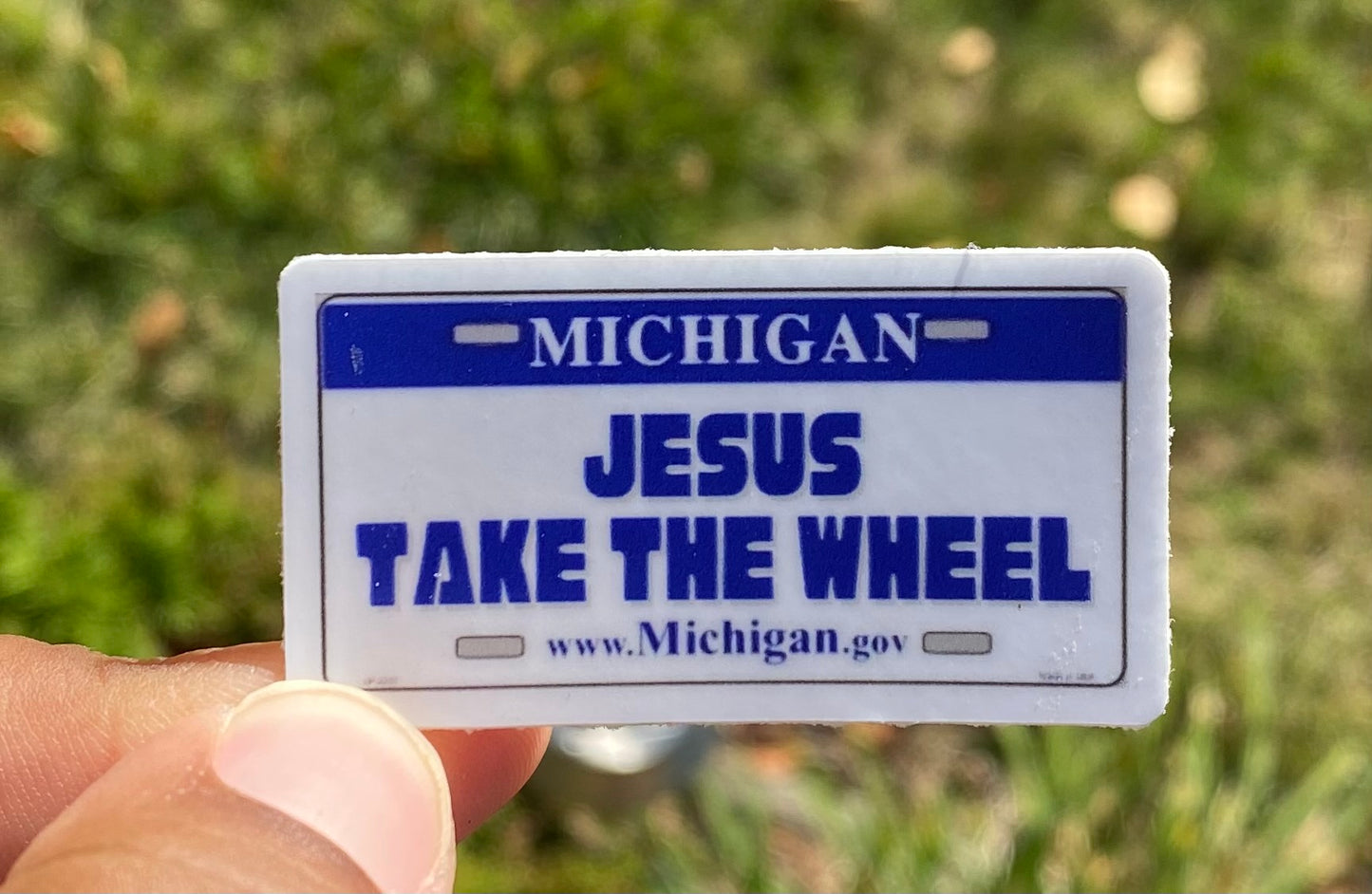 Jesus take the wheel/Michigan Plate die cut sticker/ My Impressions by Mia
