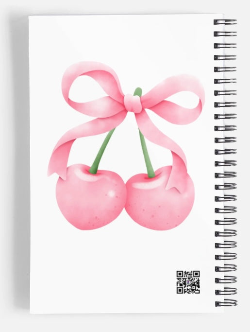 Pink Cherries and Bows / Back Cover/ Notebook/ My Impressions by Mia