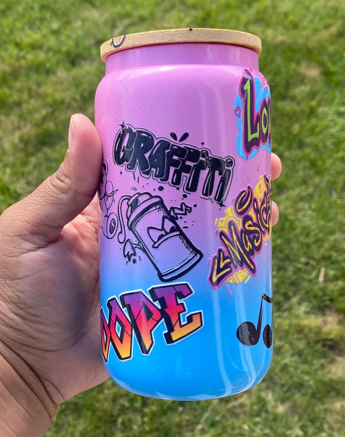 Street Vibes Skull/ Glass Can Cup/ My Impressions by Mia
