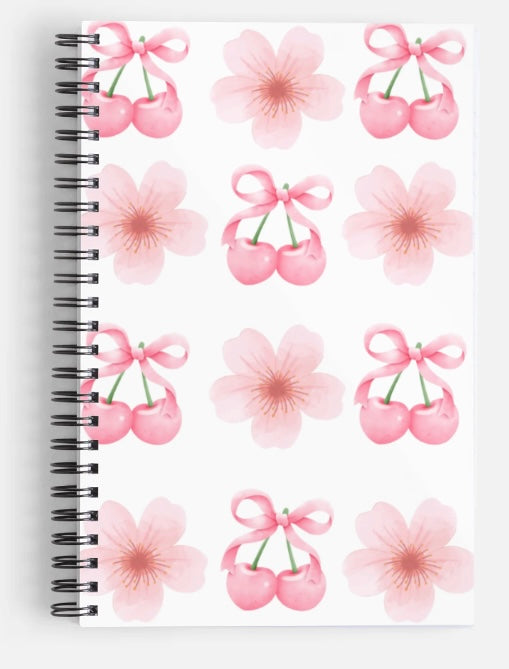 Pink Cherries and Bows / Front Cover/ Notebook/ My Impressions by Mia