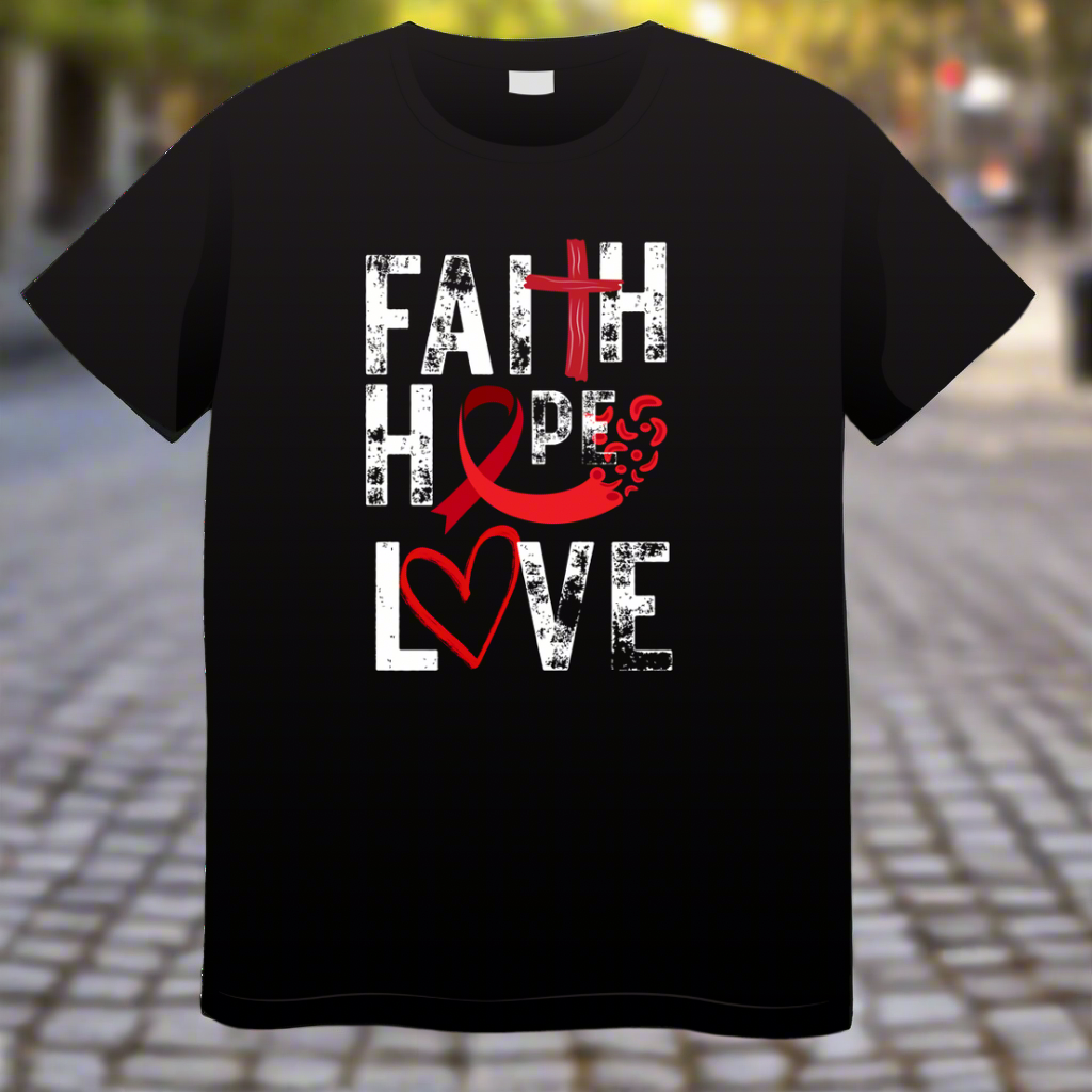 Faith/ Hope/ Love/ Sickle Cell Awareness/ T-shirt/ My Impressions by Mia 