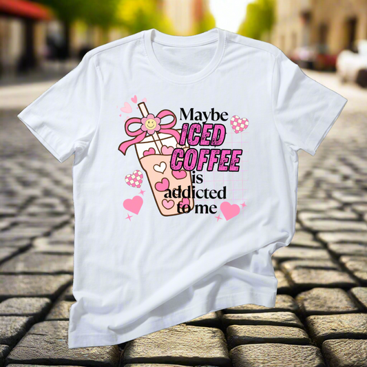 Maybe Iced Coffee is Addicted to me(T-shirt)/ White/ My Impressions by Mia 