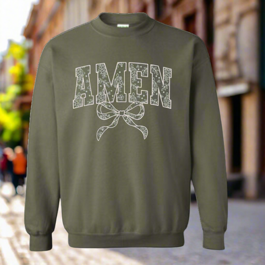 Lace Amen Crewneck/ Army Green/ My Impressions by Mia 