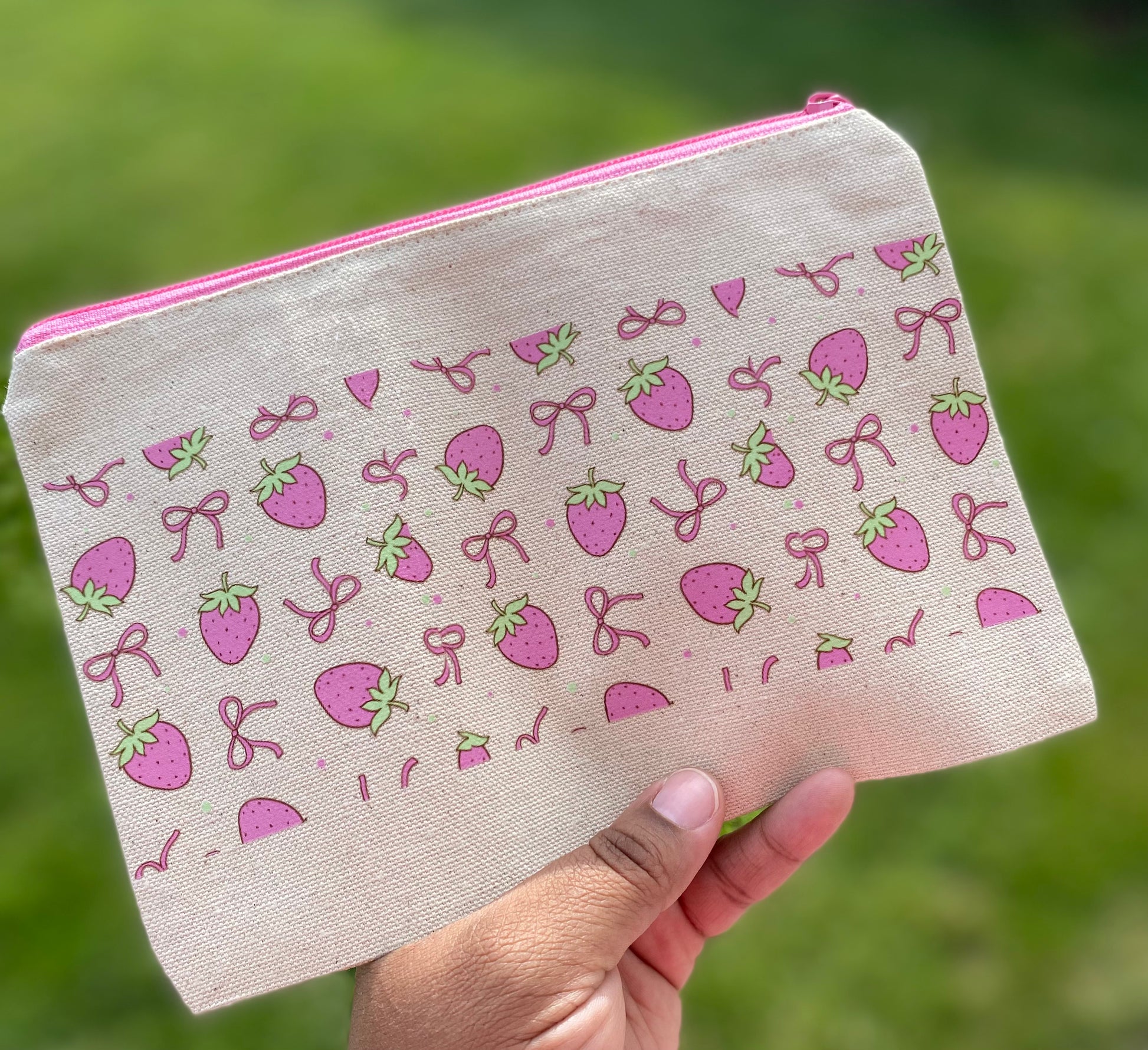 Strawberries and Bows/ Canvas Pouches/ My Impressions by Mia 