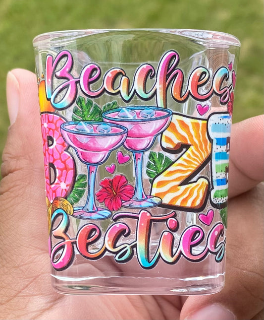 Beaches Booze Besties / Shot Glass/ My Impressions by Mia 