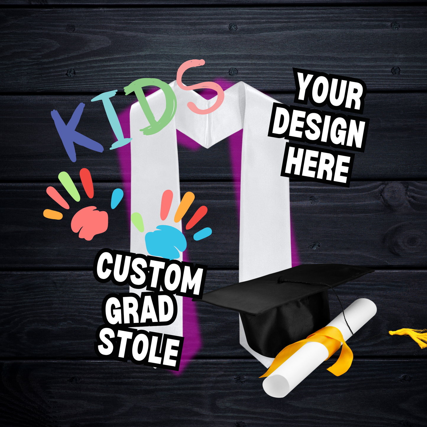 Kids Custom Grad Stole/ My Impressions by Mia 